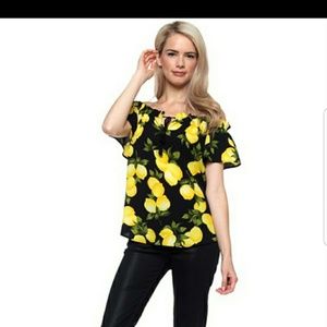 Off the shoulders Lemon Top